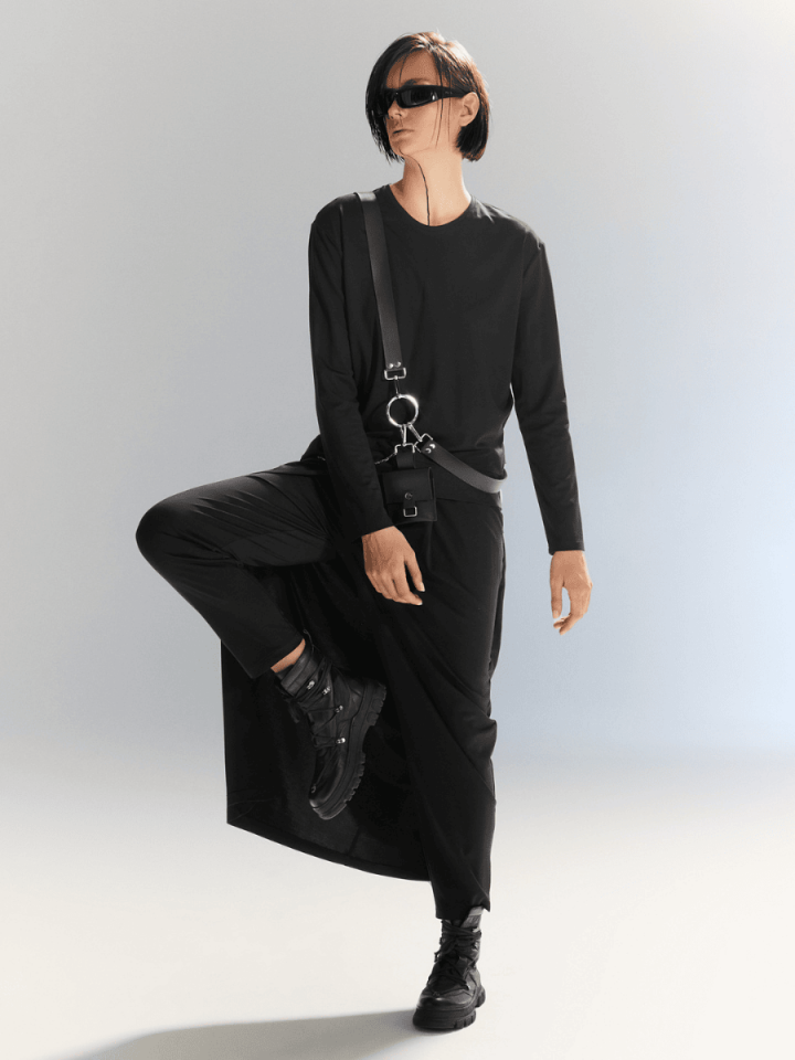 Soft Line - Etek Görünümlü Pantolon - Siyah