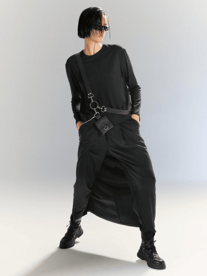 Soft Line - Etek Görünümlü Pantolon - Siyah