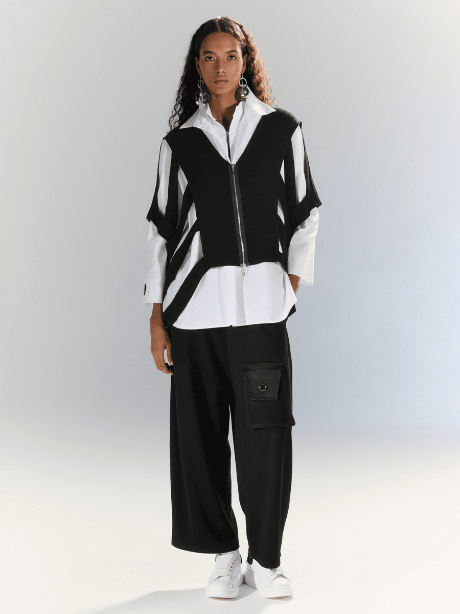Eco Flow - Kuşgözü Detaylı Pantolon - Siyah