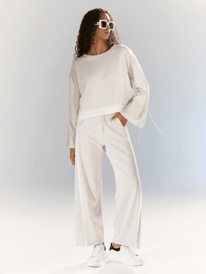 Eco Flow - Biye Detaylı Pantolon - Vizon