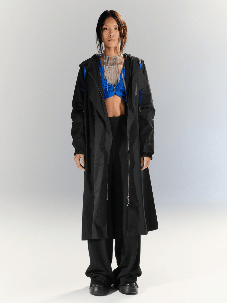 Urban - Saks Bağcıklı Trençkot - Siyah