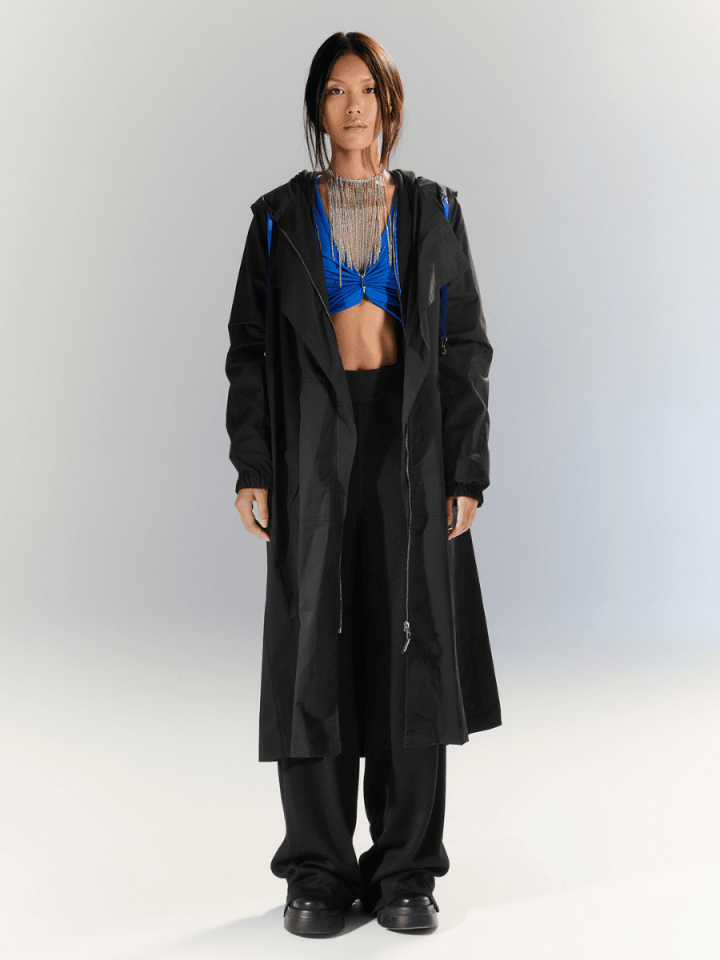 Urban - Saks Bağcıklı Trençkot - Siyah