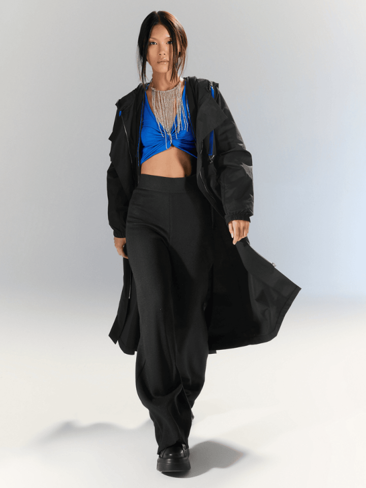Urban - Saks Bağcıklı Trençkot - Siyah