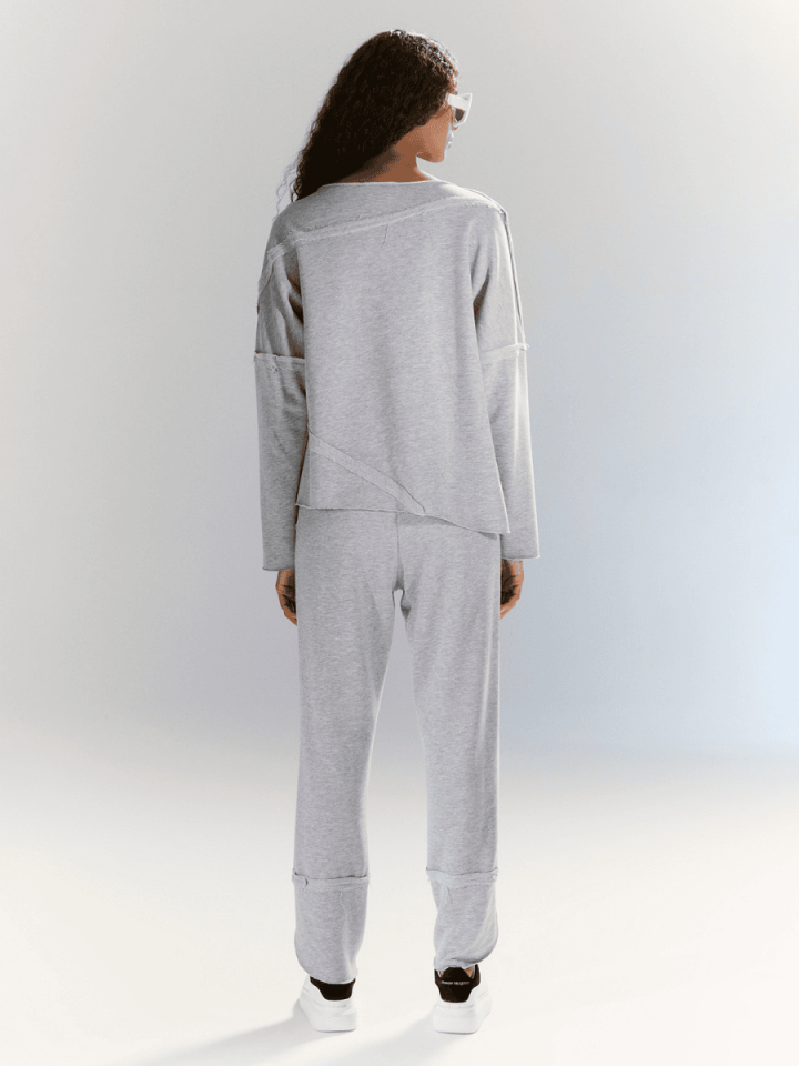 Cotton Blend - Fermuar Detaylı Sweat - Gri