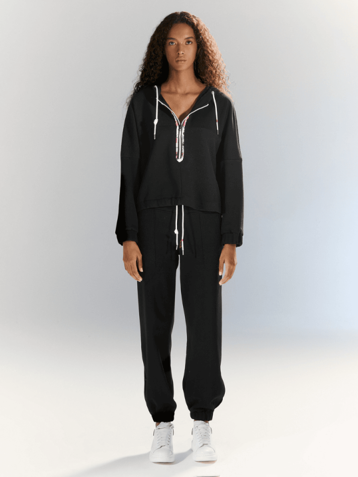 Cotton Blend - Kapüşonlu Sweat - Siyah