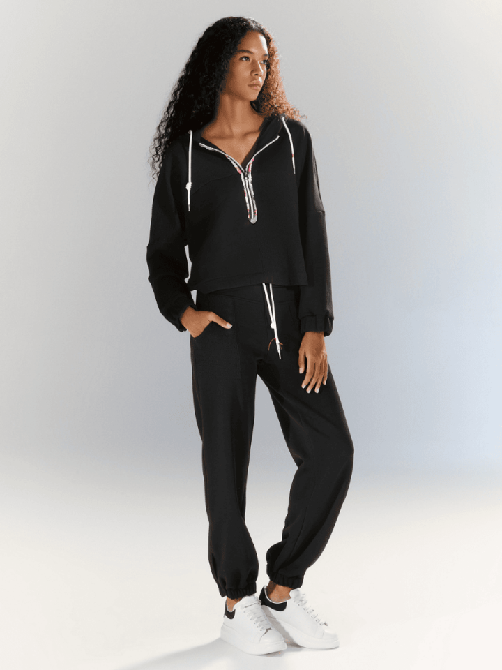 Cotton Blend - Kapüşonlu Sweat - Siyah