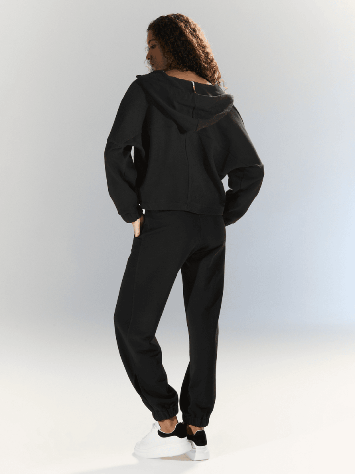 Cotton Blend - Kapüşonlu Sweat - Siyah