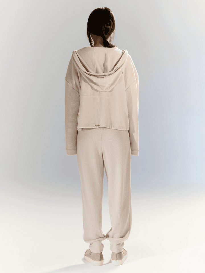 Soft Knit - Beli Bağcıklı Pantolon - Bej